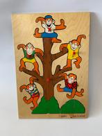 Vintage Simplex houten nopjespuzzel aapjes in boom, Kinderen en Baby's, Speelgoed | Kinderpuzzels, 10 tot 50 stukjes, Van hout