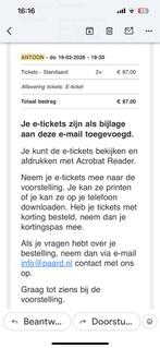 Te koop tickets Antoon in het Paard Den Haag 19 februari, Twee personen, Februari