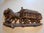 Wanddecoratie met reliëf paarden die een bierkar trekken afm, Ophalen of Verzenden