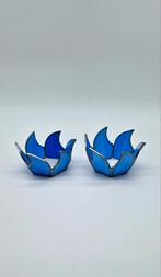 Lotus Waxinelichthouders - Glas-in-lood - Set van 2, Huis en Inrichting, Woonaccessoires | Kandelaars en Kaarsen, Overige materialen