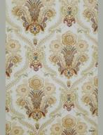 13959 Barok behang bloemen terra blauw jaren 70 swiet, Ophalen of Verzenden, 50 tot 75 m², Beige