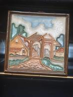 cloisonné tegel Porceleyne fles ophaalbrug en boerderij., Antiek en Kunst, Antiek | Wandborden en Tegels, Ophalen