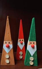 3 Olijke houten handgemaakte kerstmannen, Diversen, Kerst, Ophalen of Verzenden, Nieuw