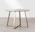 Glazen tafel met 4 stoelen, Glas, 60 cm of meer, Gebruikt, Rechthoekig