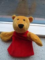 Handpop Beertje van Max Velthuijs rood lijf meet ca 18 cm, Ophalen of Verzenden, Zo goed als nieuw, Beer