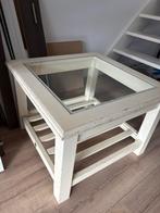 Houten Salontafel met Glazen Blad, Ophalen, Gebruikt, Vierkant, Glas