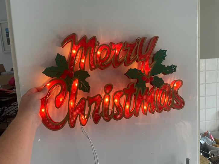 Vintage Kerstverlichting - Merry Christmas, Huis en Inrichting, Woonaccessoires | Overige, Gebruikt, Ophalen of Verzenden