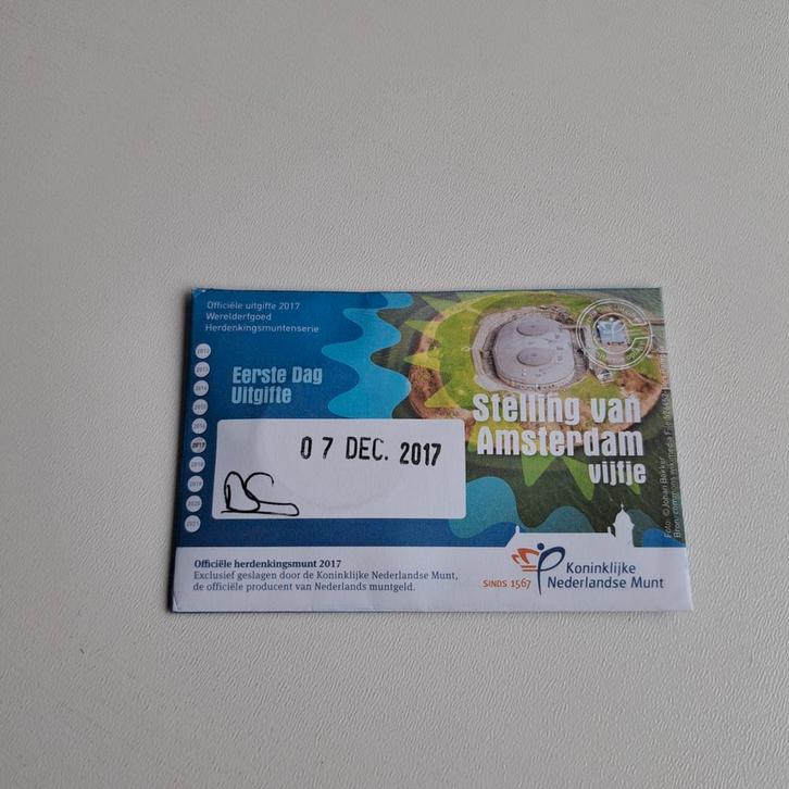 Stelling van Amsterdam Vijfje 2017 - Eerste Dag Uitgifte, Postzegels en Munten, Munten | Nederland, Losse munt, Euro's, Ophalen of Verzenden