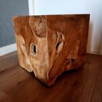 Bijzettafel/kubus teakhout, Huis en Inrichting, Tafels | Sidetables, Ophalen, Minder dan 50 cm, Zo goed als nieuw, 25 tot 50 cm