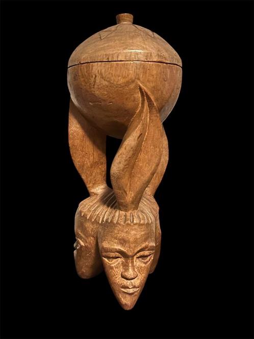 Decoratieve houten vijzel, Antiek en Kunst, Kunst | Beelden en Houtsnijwerken, Ophalen of Verzenden