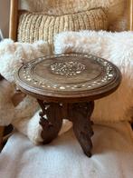 Vintage Oosters plantentafeltje houtsnijwerk bohemien 1970’s, Ophalen of Verzenden