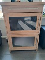 Eikenhouten kast met glazen deuren, Huis en Inrichting, Kasten | Boekenkasten, Gebruikt, Eikenhout, Minder dan 100 cm, Modern
