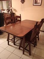 Uittrekbare eiken eethoek met 4 stoelen, Ophalen, Gebruikt, Klassiek, 4 tot 6 stoelen