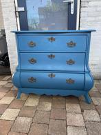 Antieke, blauwe ladekast van zwaar hout, Huis en Inrichting, Kasten | Ladekasten, Ophalen, 50 tot 100 cm, Zo goed als nieuw, 3 of 4 laden