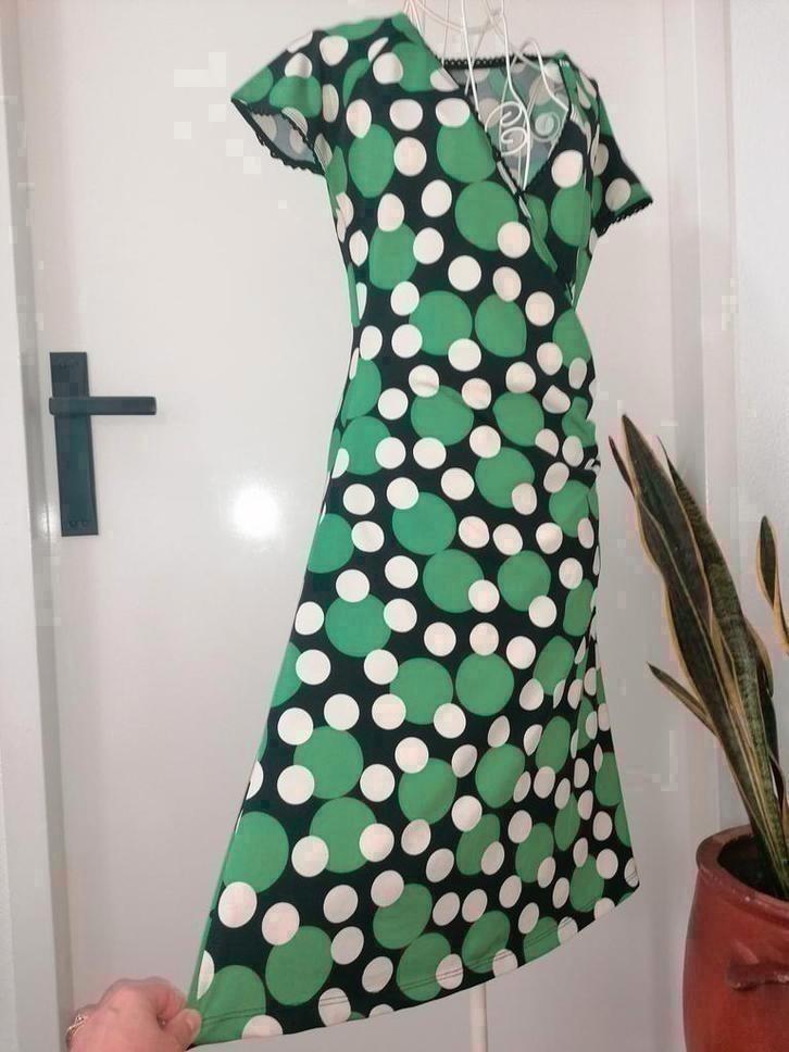 King Louie Polkadot jurkje S, Kleding | Dames, Jurken, Zo goed als nieuw, Maat 36 (S), Zwart, Knielengte, Ophalen of Verzenden