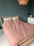 Tweepersoonsbed 160x200 BJÖRKSNÄS incl lattenbodems, Huis en Inrichting, Slaapkamer | Bedden, 160 cm, Zo goed als nieuw, Hout