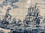 Reproductie tegeltableau walvisjacht voc schepen 91x52cm., Ophalen