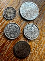 5 zilveren muntjes Nederland., Postzegels en Munten, Munten | Nederland, Ophalen of Verzenden, Koningin Wilhelmina, 10 cent, Zilver