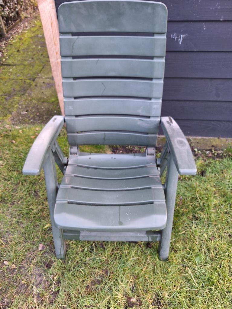 Groene tuinstoelen, Tuin en Terras, Tuinstoelen, Ophalen of Verzenden, Zo goed als nieuw, Kunststof, Verstelbaar