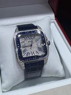 Cartier santos XL 15ct diamonds vvs/F +saphire blue 7ct, Overige merken, Staal, Staal, Polshorloge