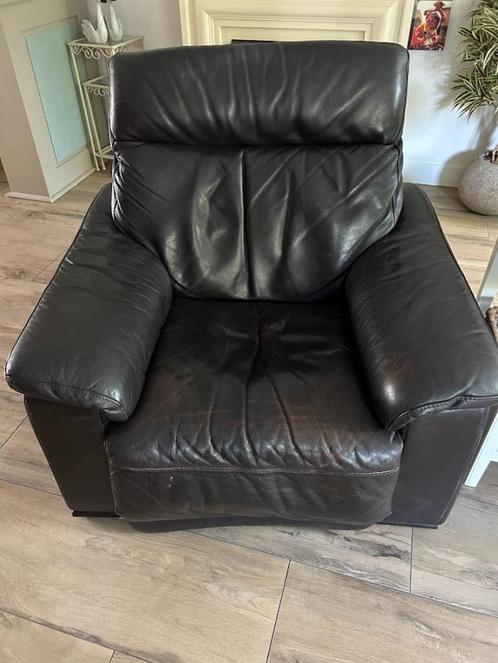 bruin leren elektrische relax stoel, Huis en Inrichting, Fauteuils, Gebruikt, Leer, 75 tot 100 cm, 75 tot 100 cm, Ophalen