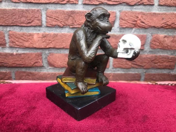 Weens brons: het filosoferende Darwin aapje, Antiek en Kunst, Antiek | Koper en Brons, Brons, Ophalen of Verzenden