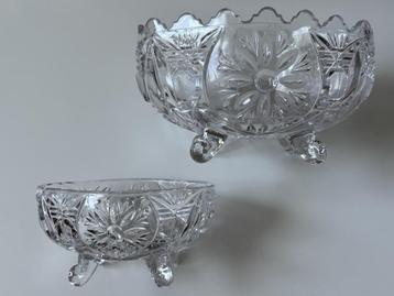 Vintage geslepen kristal glas - Grote schaal + kleine schaal beschikbaar voor biedingen
