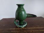 Antieke Perzische aardewerk olielamp met olijfgroen glazuur, Ophalen of Verzenden