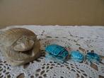 Scarabee zegelsteen Egypte scarabee amulet beeldje set 1970, Ophalen of Verzenden