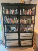 Metalen vintage boeken/servieskast, Huis en Inrichting, Kasten | Boekenkasten, Ophalen, Gebruikt, 100 tot 150 cm, Glas