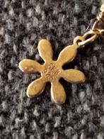 Goudkleurige zilveren ketting met bloem hanger, Sieraden, Tassen en Uiterlijk, Kettingen, Ophalen of Verzenden, Nieuw, Goud, Zilver