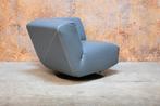 ZGAN! blauwe grijze leren Leolux Rising Dunes draaifauteuil, Leolux, Leolux, Design, 75 tot 100 cm