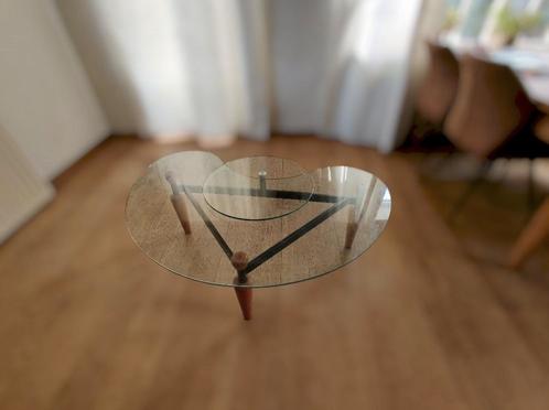 Glazen, design salontafel!, Huis en Inrichting, Tafels | Bijzettafels, Zo goed als nieuw, Rechthoekig, Glas, Ophalen