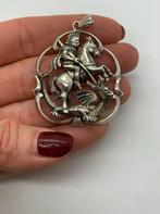 J331 Prachtige zilveren hanger Joris en de draak, Sieraden, Tassen en Uiterlijk, Antieke sieraden, Hanger, Ophalen of Verzenden