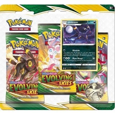 Pokemon Evolving Skies: Umbreon 3-Pack Blister, Ophalen of Verzenden, Nieuw, Booster