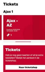 1x F-Side kaartje Ajax-AZ (advertentie goed lezen!), Tickets en Kaartjes, Sport | Voetbal, Losse kaart, Eén persoon, Oktober
