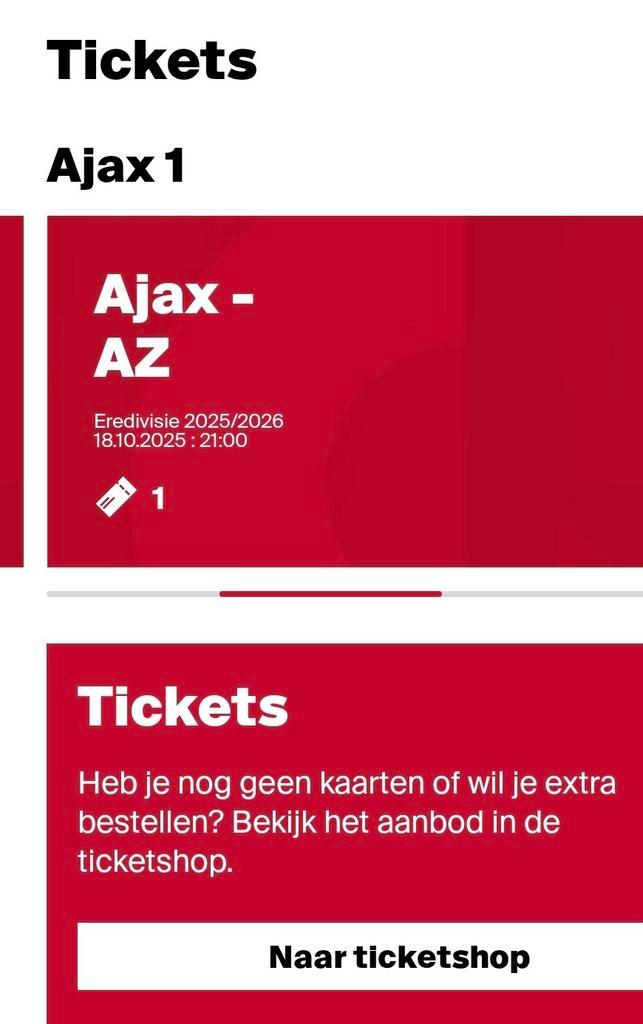 1x F-Side kaartje Ajax-AZ (advertentie goed lezen!), Tickets en Kaartjes, Sport | Voetbal, Eén persoon, Oktober, Losse kaart