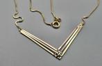 Vintage gouden ketting met 3 kleuren goudenhanger. 2025/415., ., Ophalen of Verzenden, Zo goed als nieuw, .
