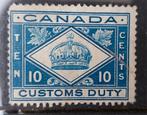 Canada 10 Cents Customs Duty belastingzegel, Ophalen of Verzenden, Noord-Amerika