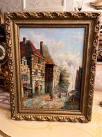 Prachtig olieverf stadsgezicht schilderij, Antiek en Kunst, Ophalen of Verzenden