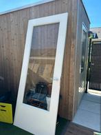 Houten deur met glas en RVS klink – 231,5 x 92 cm, Ophalen, 80 tot 100 cm, 215 cm of meer, Binnendeur