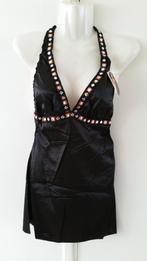 Maat L zwart lingerie jurk slipdress nacht japon string set, String, Ophalen of Verzenden, Zwart