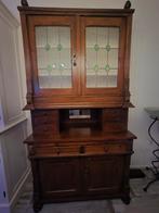 Antieke secretaire/buffetkast met glas-in-lood, Ophalen of Verzenden