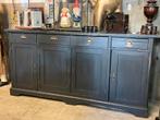 Groot antiek dressoir, komgrepen antraciet, Ophalen, Zo goed als nieuw, 200 cm of meer, Nvt