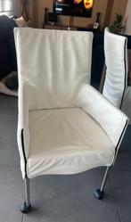 8x Wit lederen design stoelen (np. €500/stuk), Huis en Inrichting, Ophalen of Verzenden, Wit, Metaal, Vijf, Zes of meer stoelen
