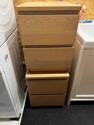 MALM Ladekast 2 lades, wit gelazuurd eikenfineer