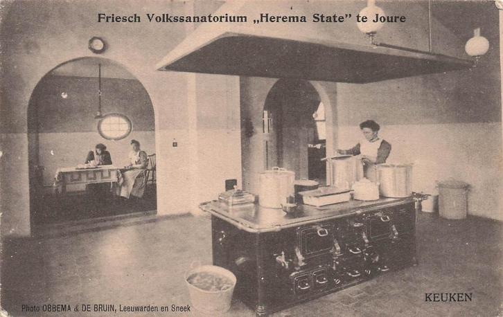 U952 Joure Volkssanatorium Herema Keuken foto Obbema, Verzamelen, Ansichtkaarten | Nederland, Gelopen, Friesland, Voor 1920, Ophalen of Verzenden
