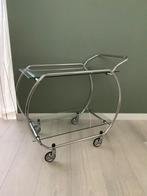 Art Deco Serveerwagen Chroom en Glas, Huis en Inrichting, Minder dan 55 cm, Gebruikt, Glas, Overige vormen