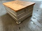 2 x Zagres V.D.5 647 aluminium kist tafel eiken hout, Ophalen, Zo goed als nieuw, 50 tot 100 cm, Minder dan 50 cm