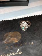 Ring rood/wit goud met stenen. 583, 14 karaat, Gebruikt, Ophalen of Verzenden, Kleiner dan 17, Dame